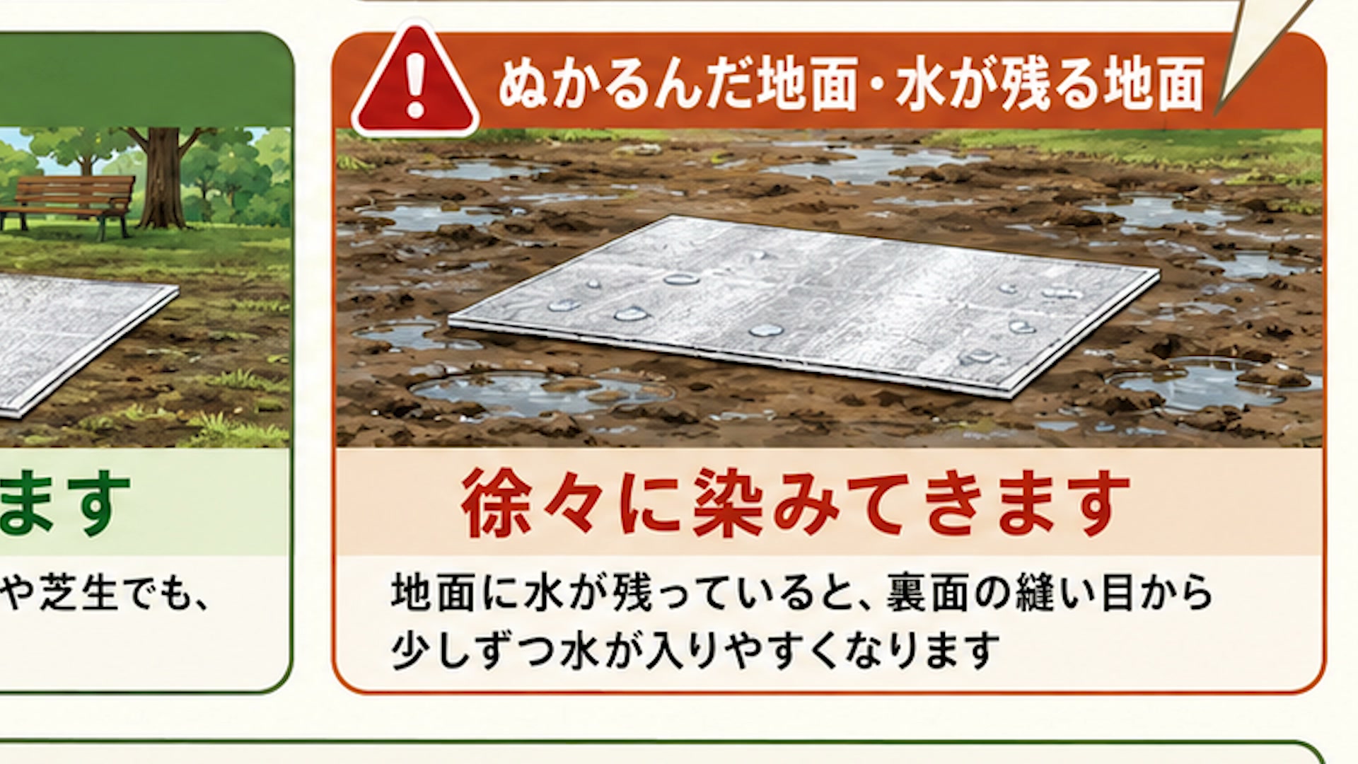 湿った地面とぬかるんだ地面の使い分け