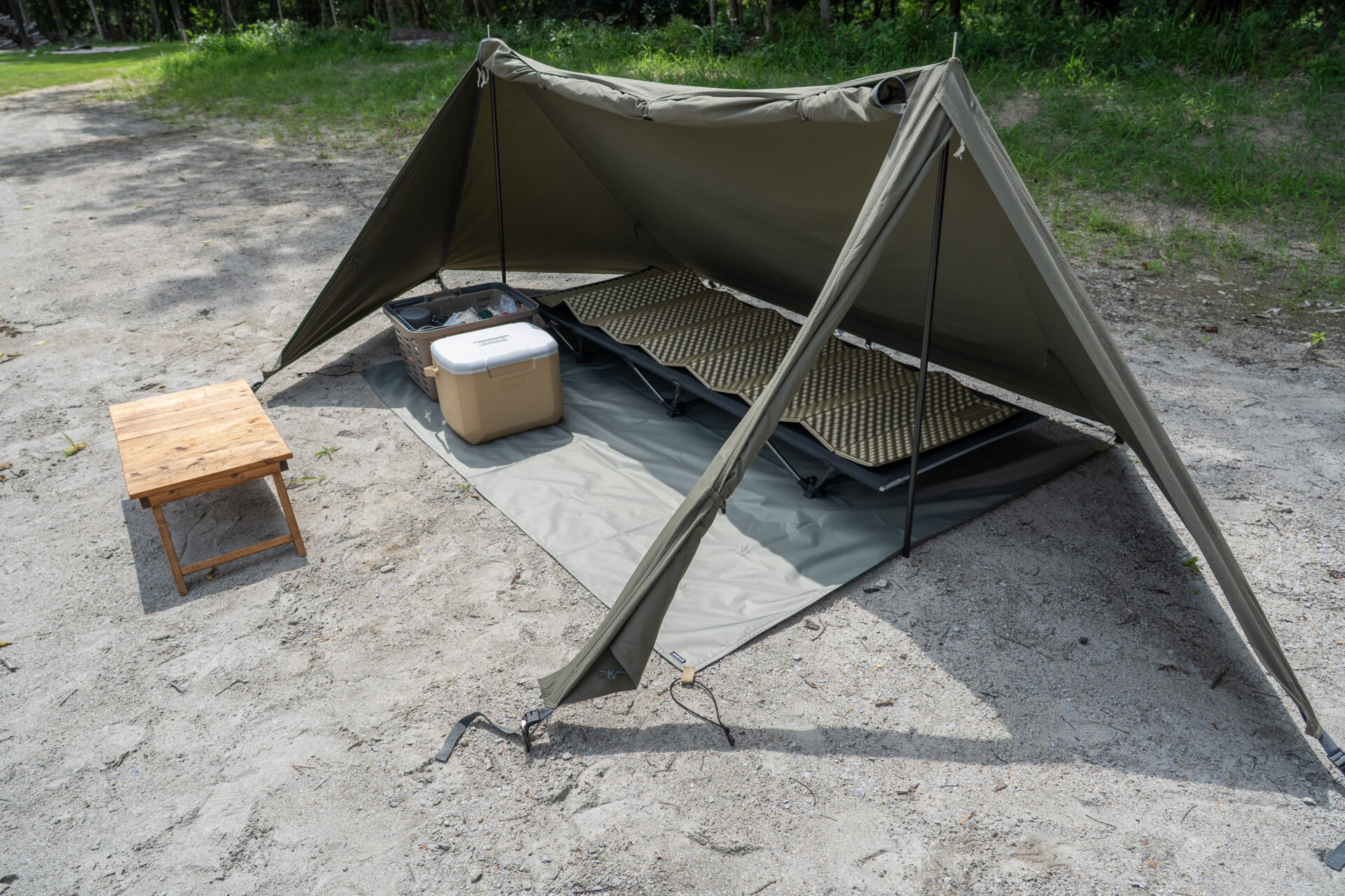 BUNDOKソロベースで使用した300Dグランドシート 150×210cm